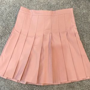 pleated pink mini skirt high waisted